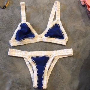 cocoloba swimsuit, size small, blue and white